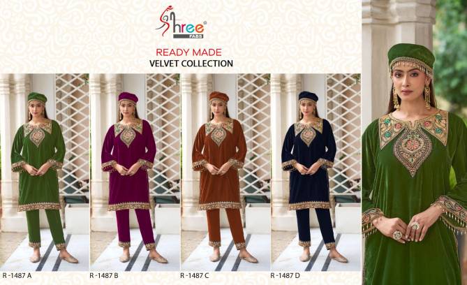 R 1487 By Shree Velvet Embroidery Pakistani Top With Bottom Wholesalers In Delhi